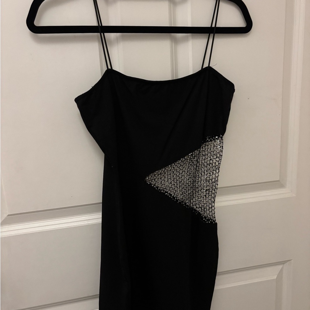 Revolve Elegant Black Dress with Silver Accents